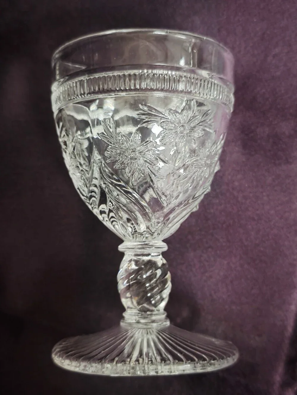 Lot of 6 Vintage Fenton Flower Windows Clear 4” Cordials